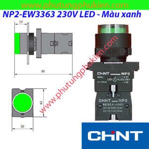 Nút nhấn nhả phi 22 NP2-EW3363 230V LED